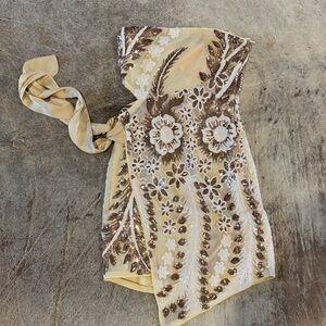 Elegant Floral Embroidered Mini Dress